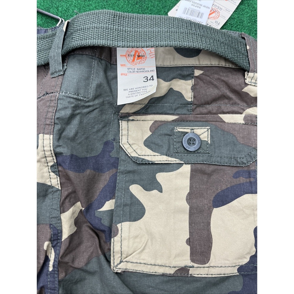 Ablanche Green Camo Cargo Shorts Belt & Pockets Mens Size 34 NWT - Picture 8 of 9